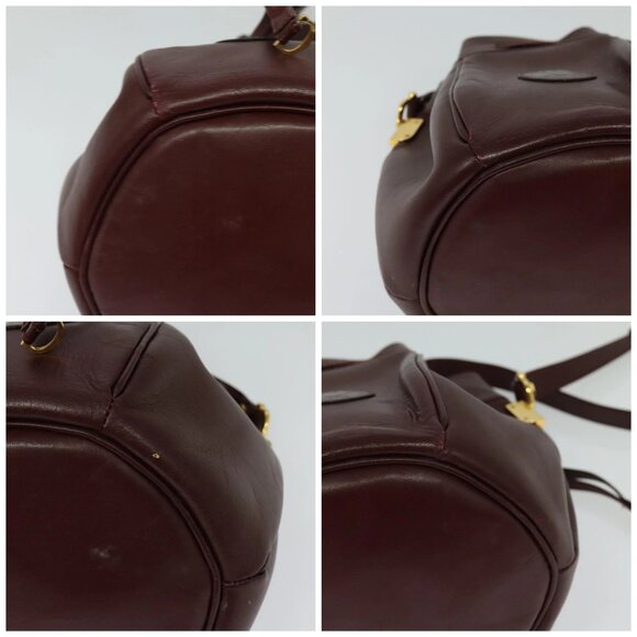 CARTIER Must Line Shoulder Bag Leather Bordeaux Gold Auth - Picture 14 of 14